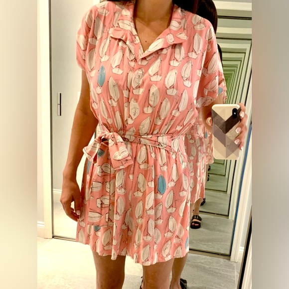 Anthropologie Maeve Tourista Sailboat Romper in Pink Size 6 - Picture 4 of 7